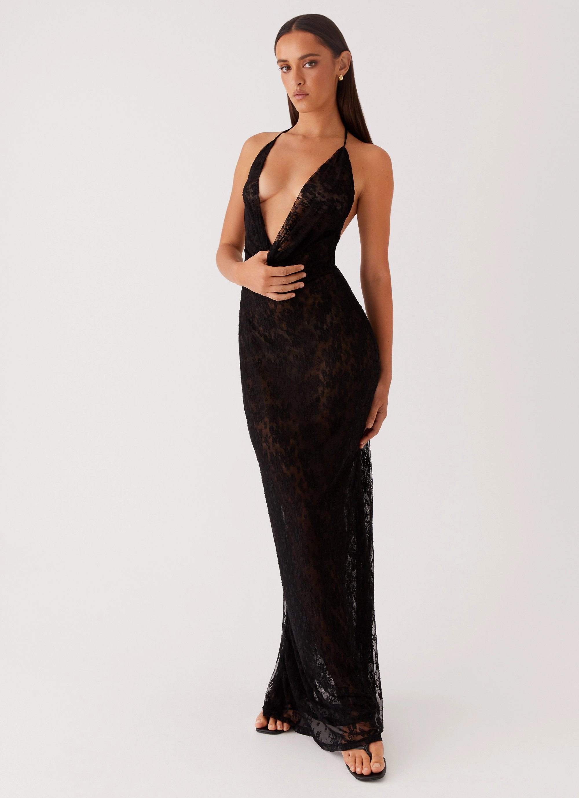 Evening Event Champagne Coastline Maxi Dress - Black