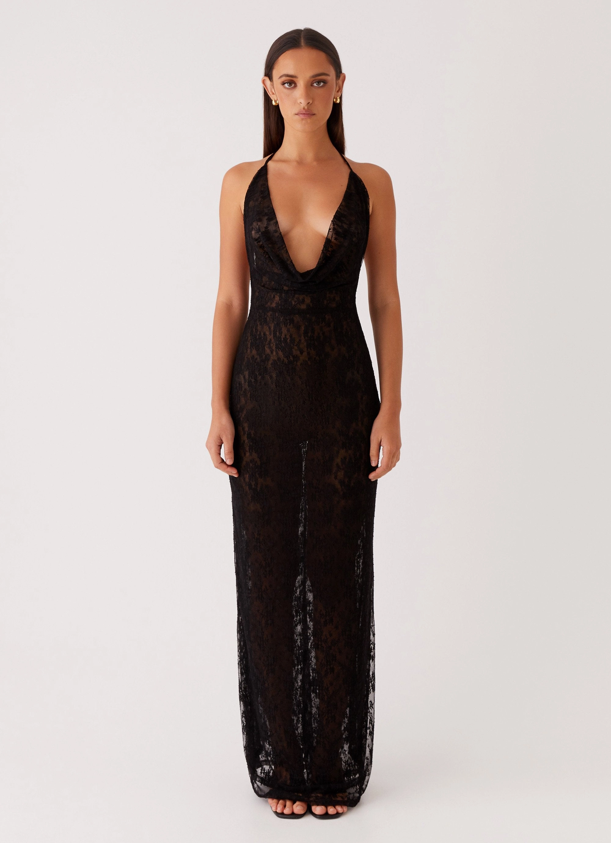 Smooth Detail Relaxed Look Champagne Coastline Maxi Dress - Black