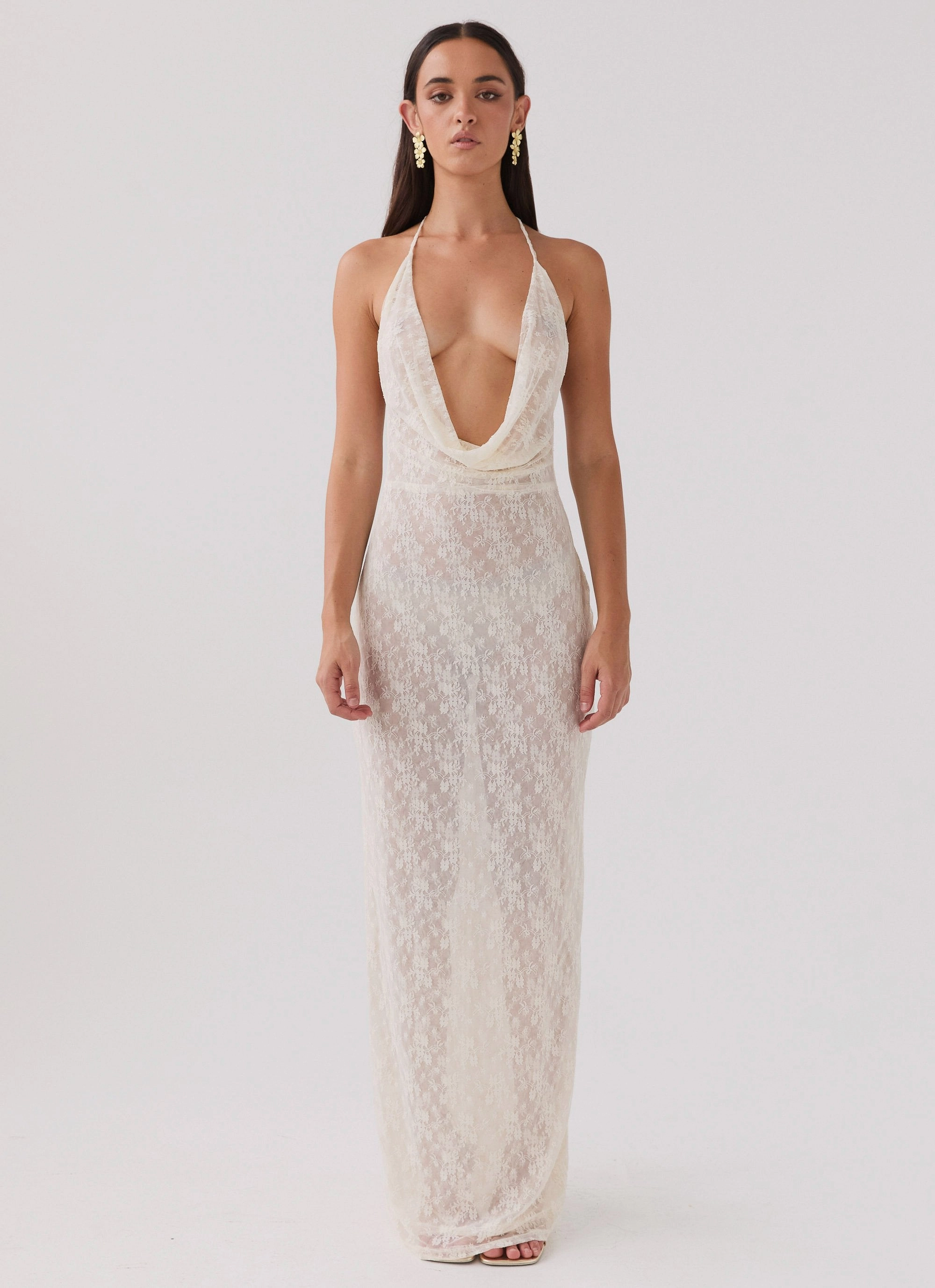 Champagne Coastline Maxi Dress - Ivory Slimming Shape Matte Look