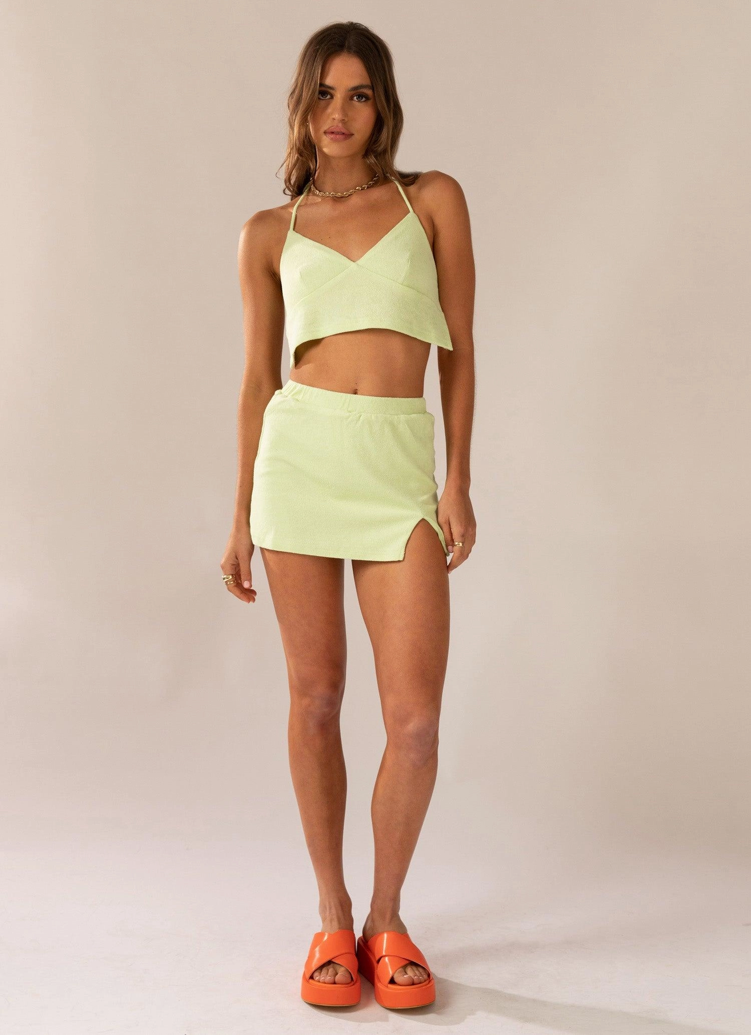 EcoFriendlyMaterials Changing Seasons Terry Mini Skirt - Lime Green