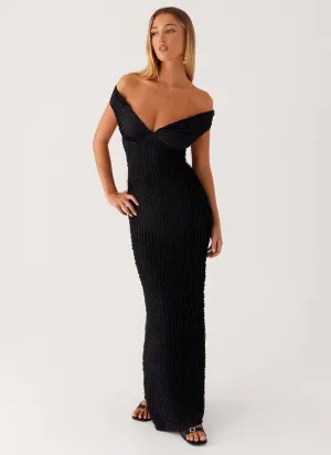 Chantelle Maxi Dress - Black One-Shoulder Bride Side