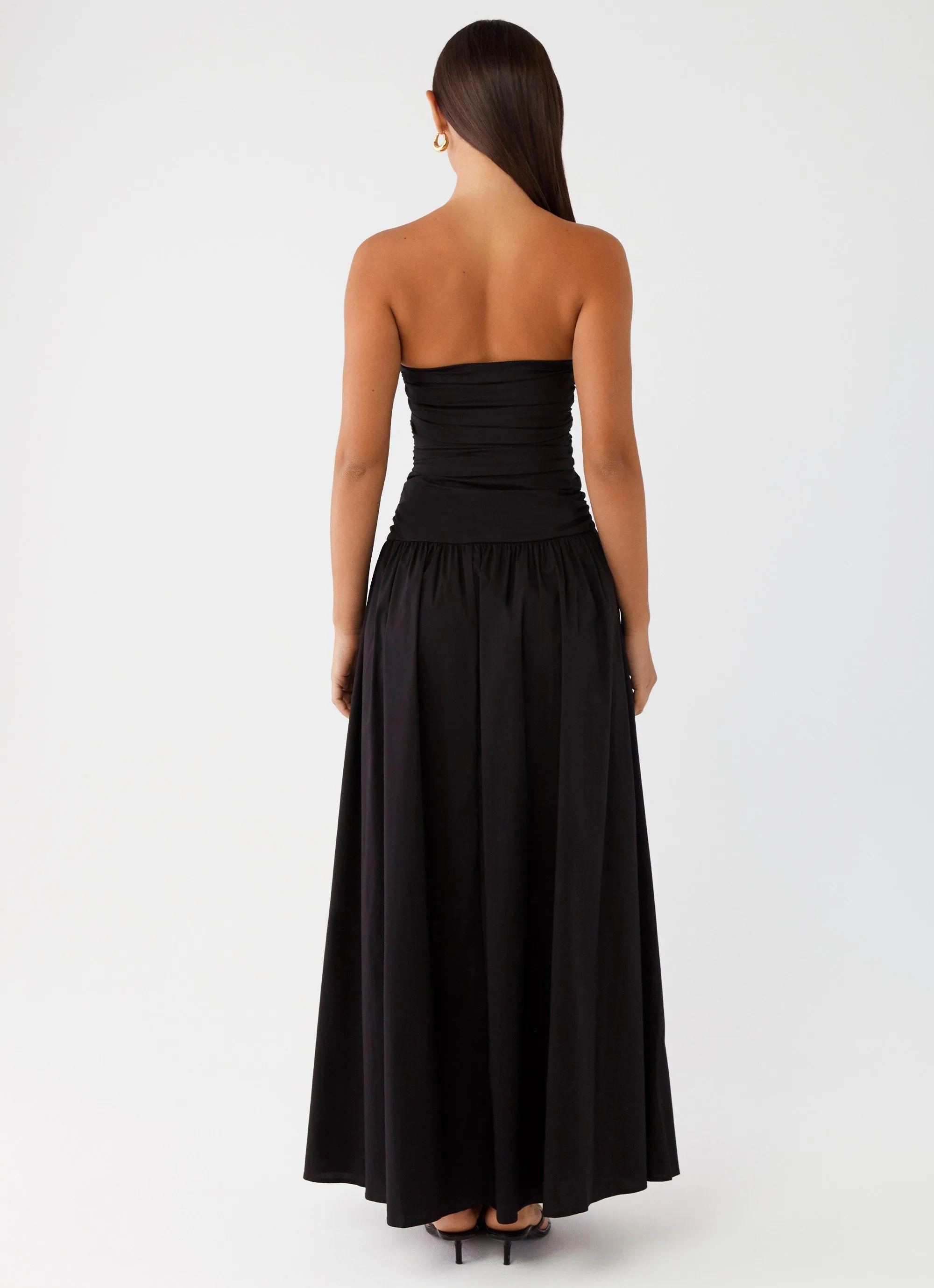 Carmel Maxi Dress - Black Tear-resistant Slit-Hem
