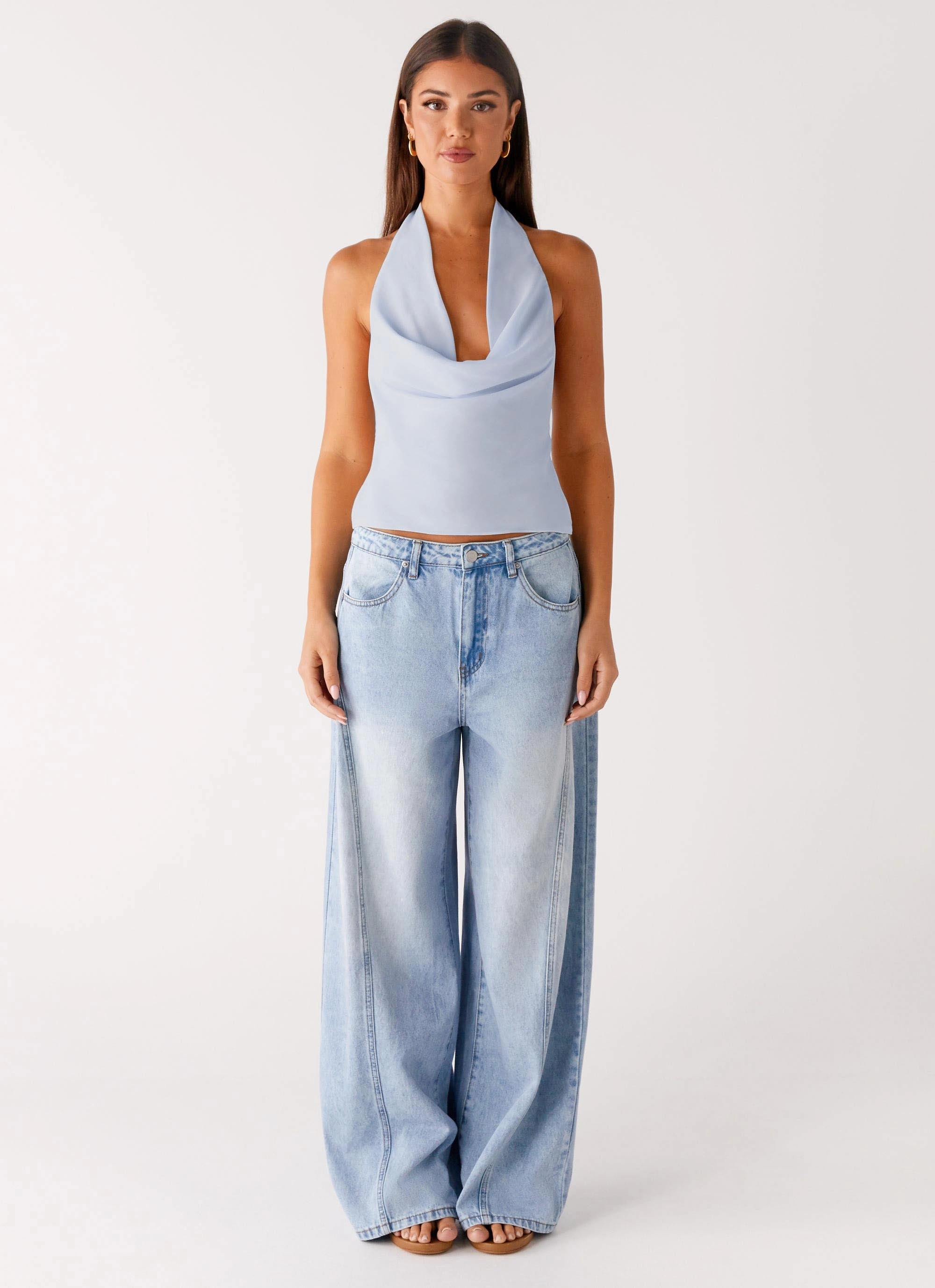 Charli Cowl Top - Blue StretchFit