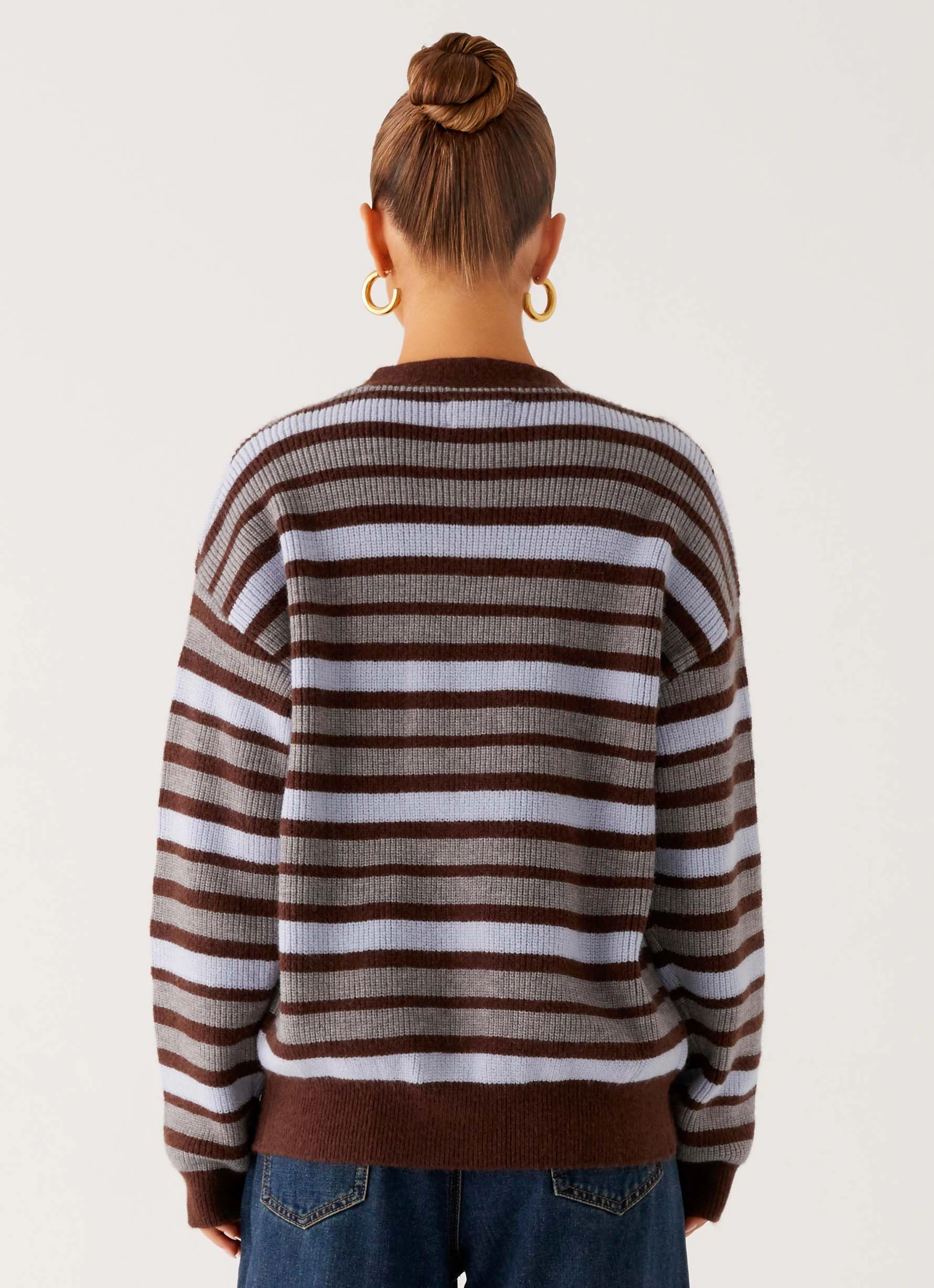 Ultra Lightweight Design Charlie Oversized Cardigan - Tawny Stripe