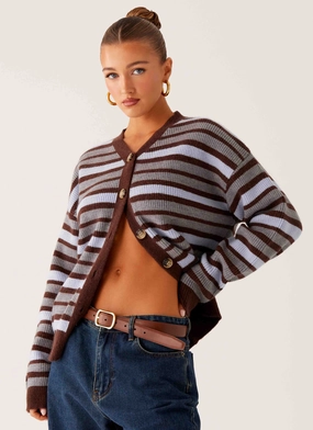 Adjustable Fit Design Long Lasting Shape Retention Charlie Oversized Cardigan - Tawny Stripe