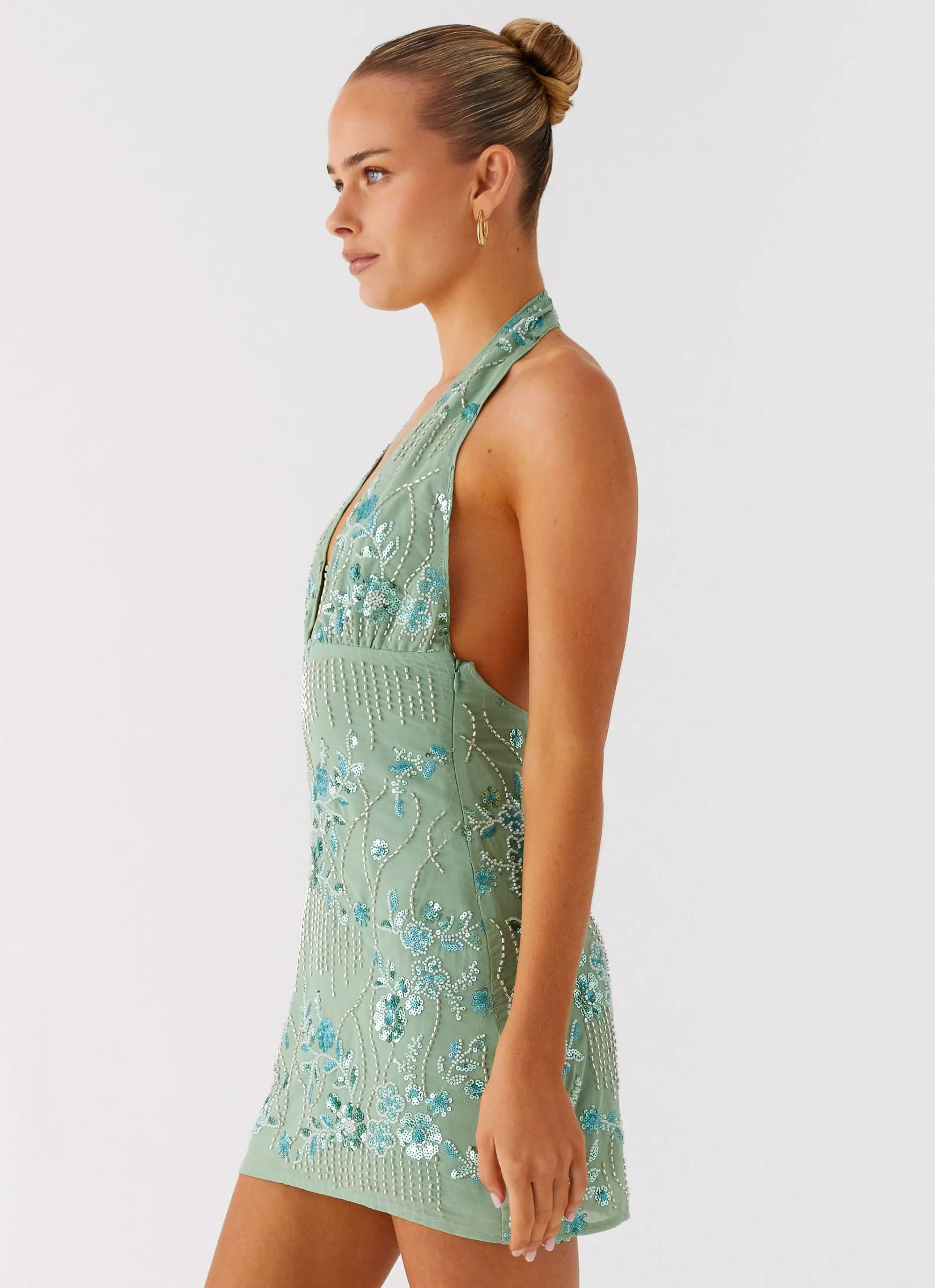 Monet Beaded Mini Dress - Mint Walk Grace