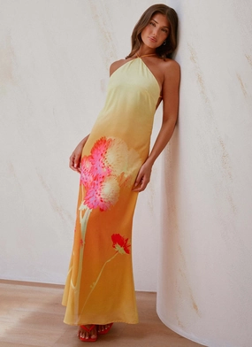 Youthful Look Chloe Maxi Dress - Orange Floral