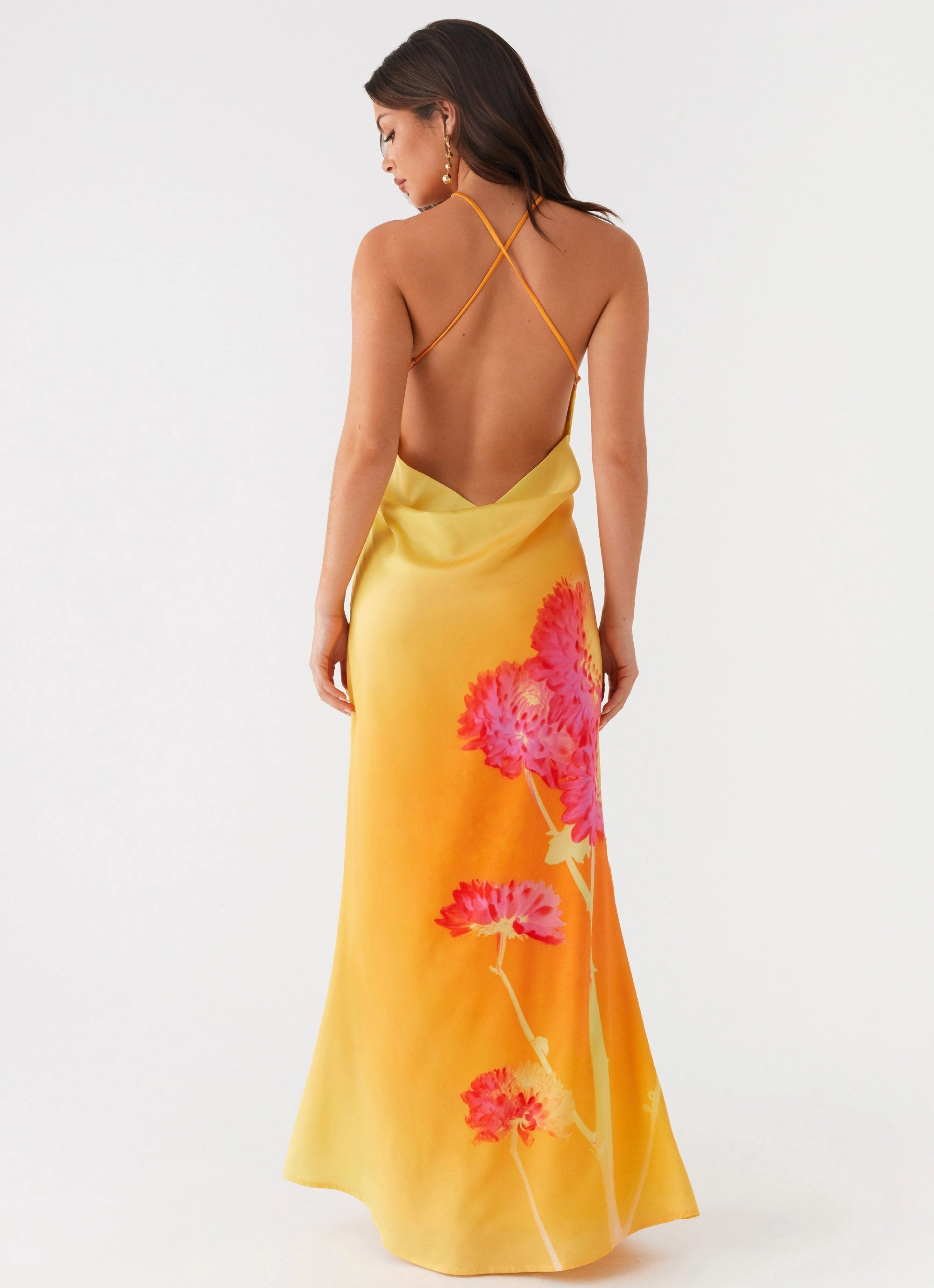 Chloe Maxi Dress - Orange Floral Classic Fit