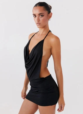 Perfect for Travel Work or Play Calista Halterneck Mini Dress - Black
