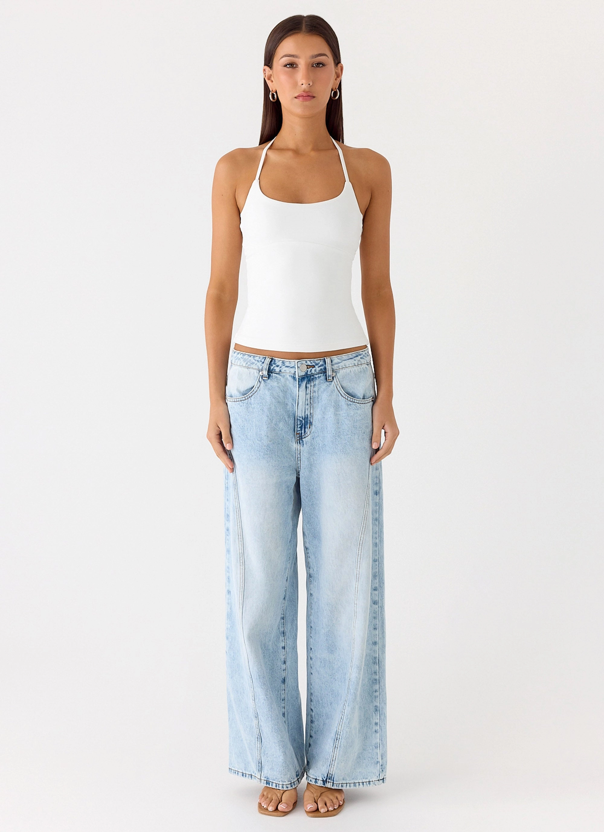 Chauncey Halter Top - White AntiStaticTreatment Breathable mesh panel