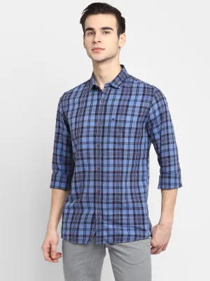 Checked Blue Slim Fit Casual Shirt For Men