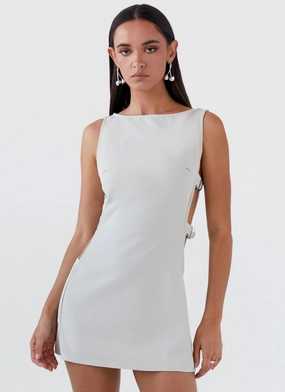 Cherish You Buckle Mini Dress - Grey Pleat Breeze Fit Clean