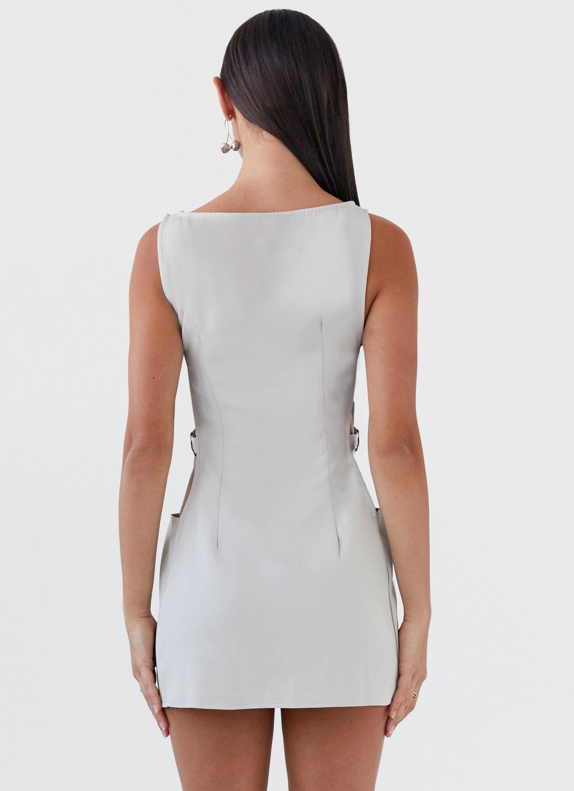 Cherish You Buckle Mini Dress - Grey ReversibleStyle