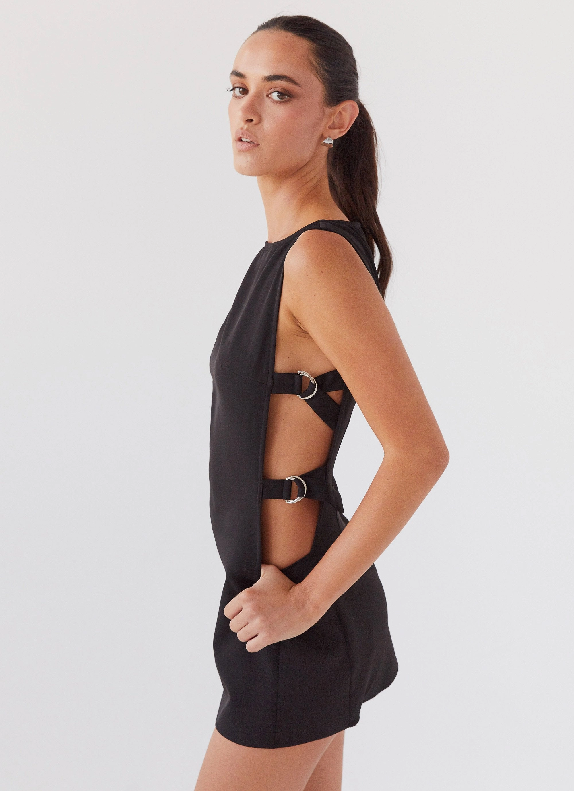Fall Inspired Cherish You Buckle Mini Dress - Shadow