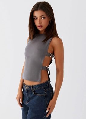 Cherish You Buckle Top - Charcoal Moisture Control Technology