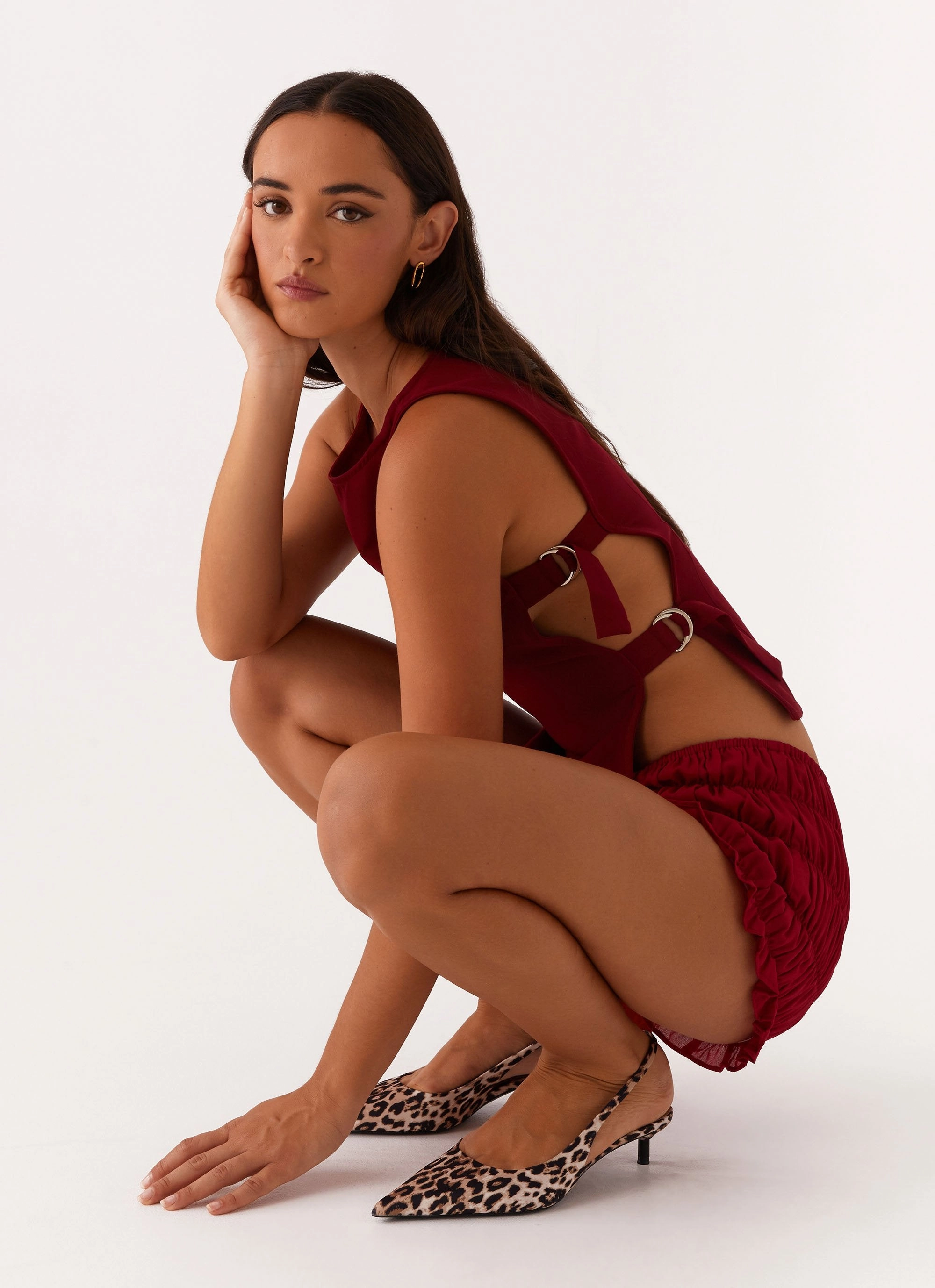 Cherish You Buckle Top - Maroon SolarReflectiveFinish Flowing Design