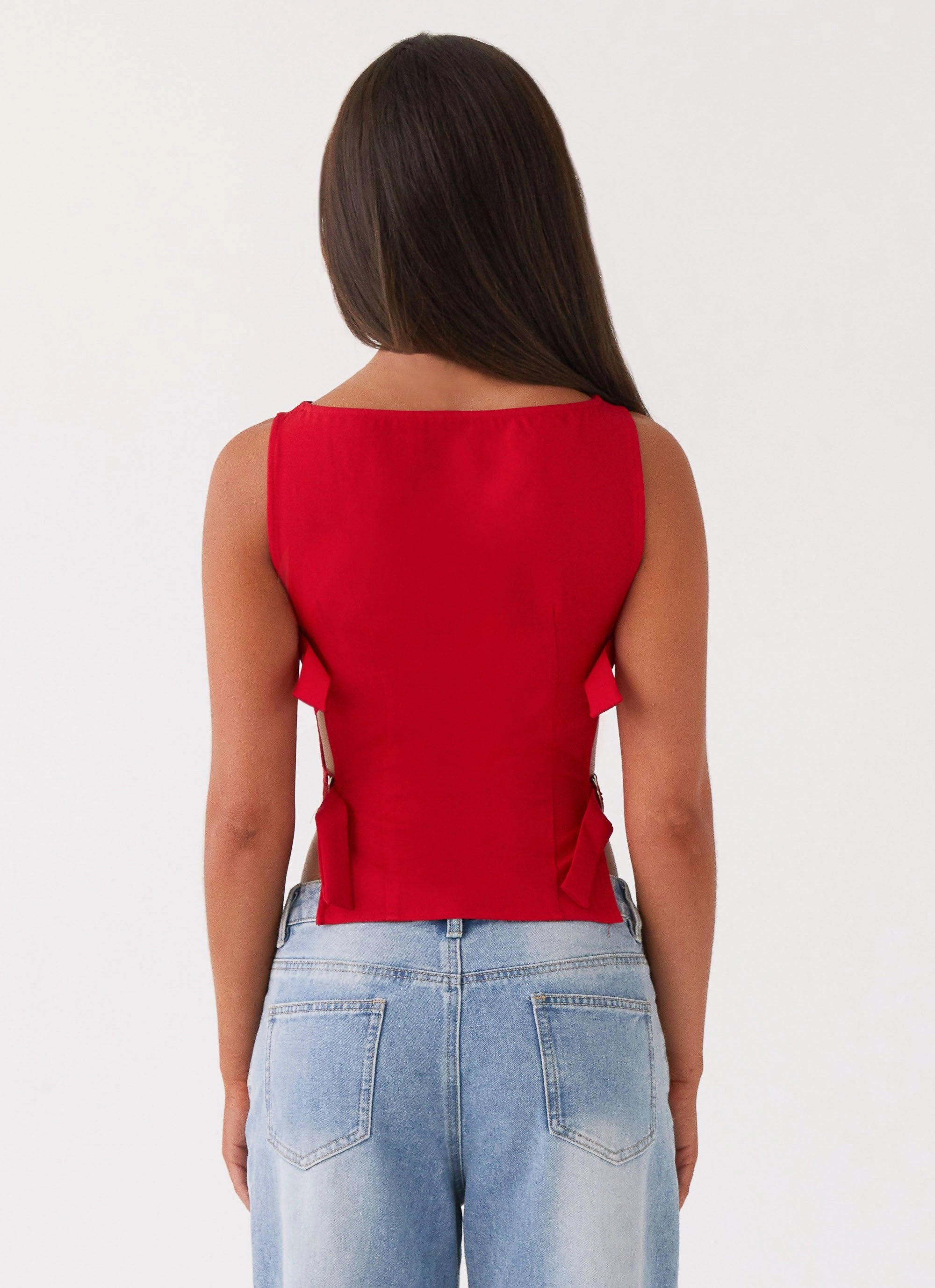 Adaptive Waistband Outdoor Apparel Cherish You Buckle Top - Red