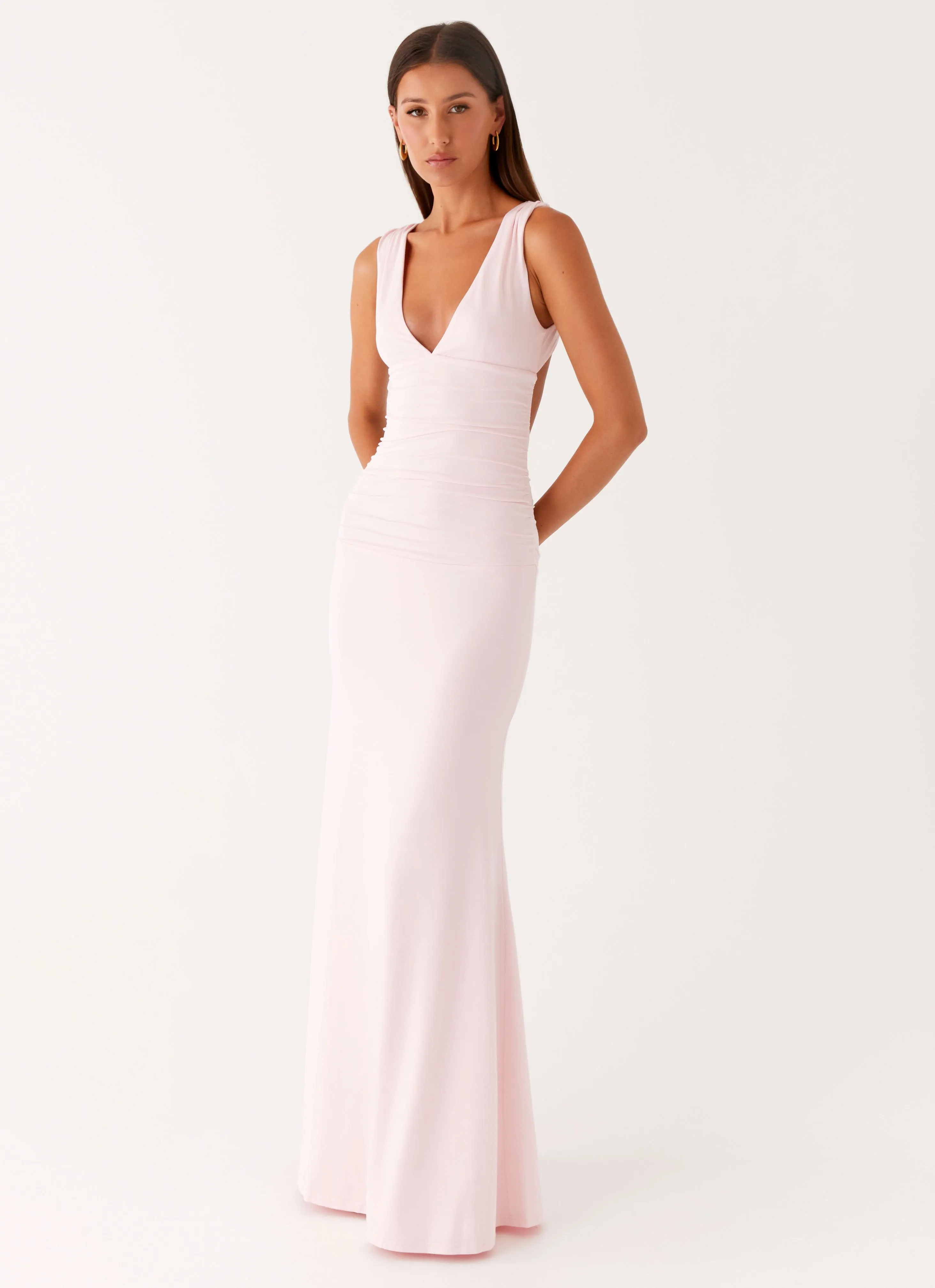 Neutral Layer Luxe Appeal Cherry Sky Maxi Dress - Baby Pink