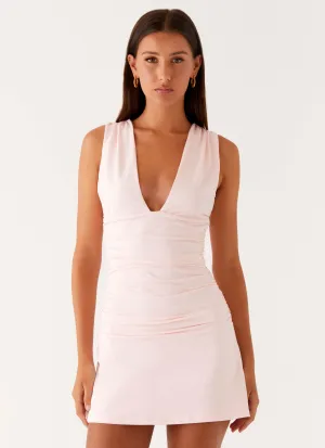 Clean Finish Classic Cut Cherry Sky Mini Dress - Pink