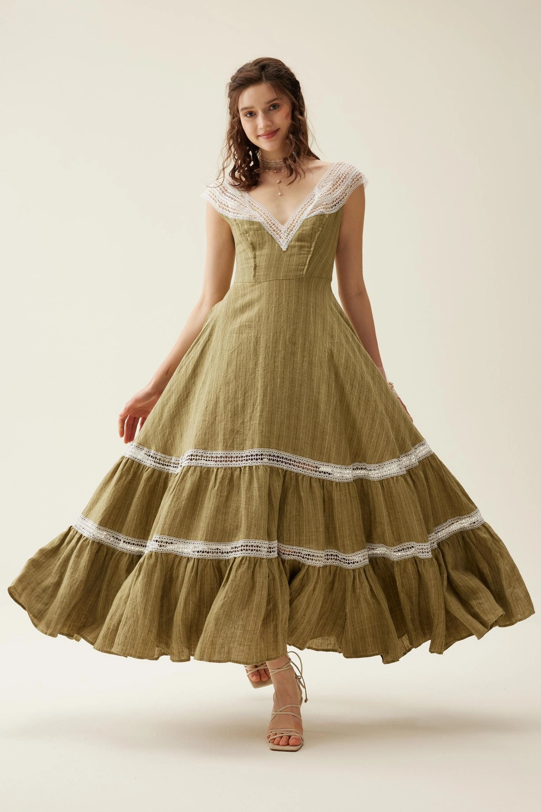 Cherry Tree 25 | Lace Linen flared dress Chilly Layering