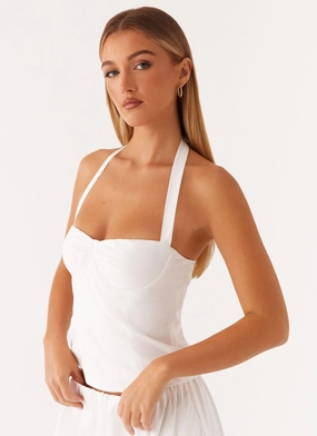 EcoFriendlyMaterial Cheryl Bustier Halter Top - White