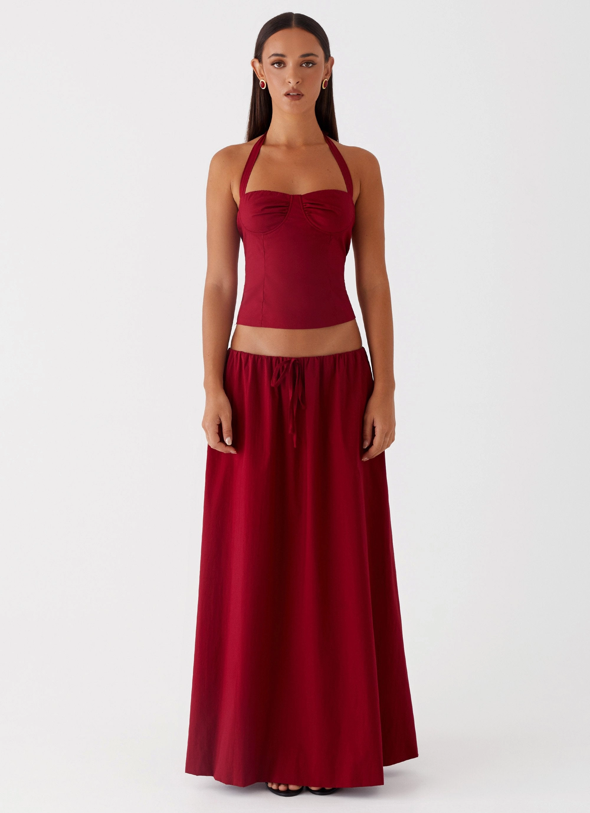 Zip-off legs Cheryl Maxi Skirt - Cherry Red