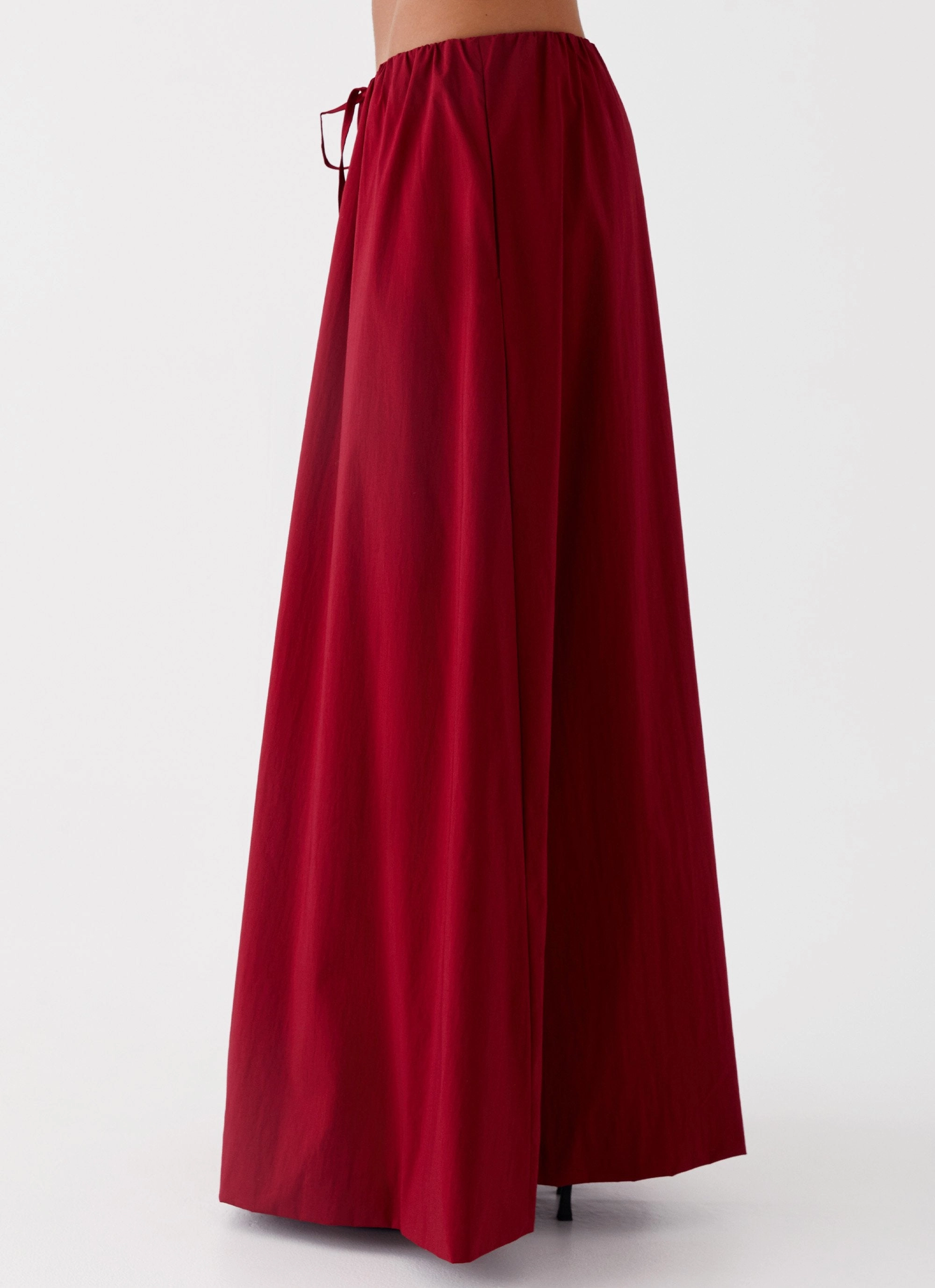 Cheryl Maxi Skirt - Cherry Red Side zipper Flexibility Built-In