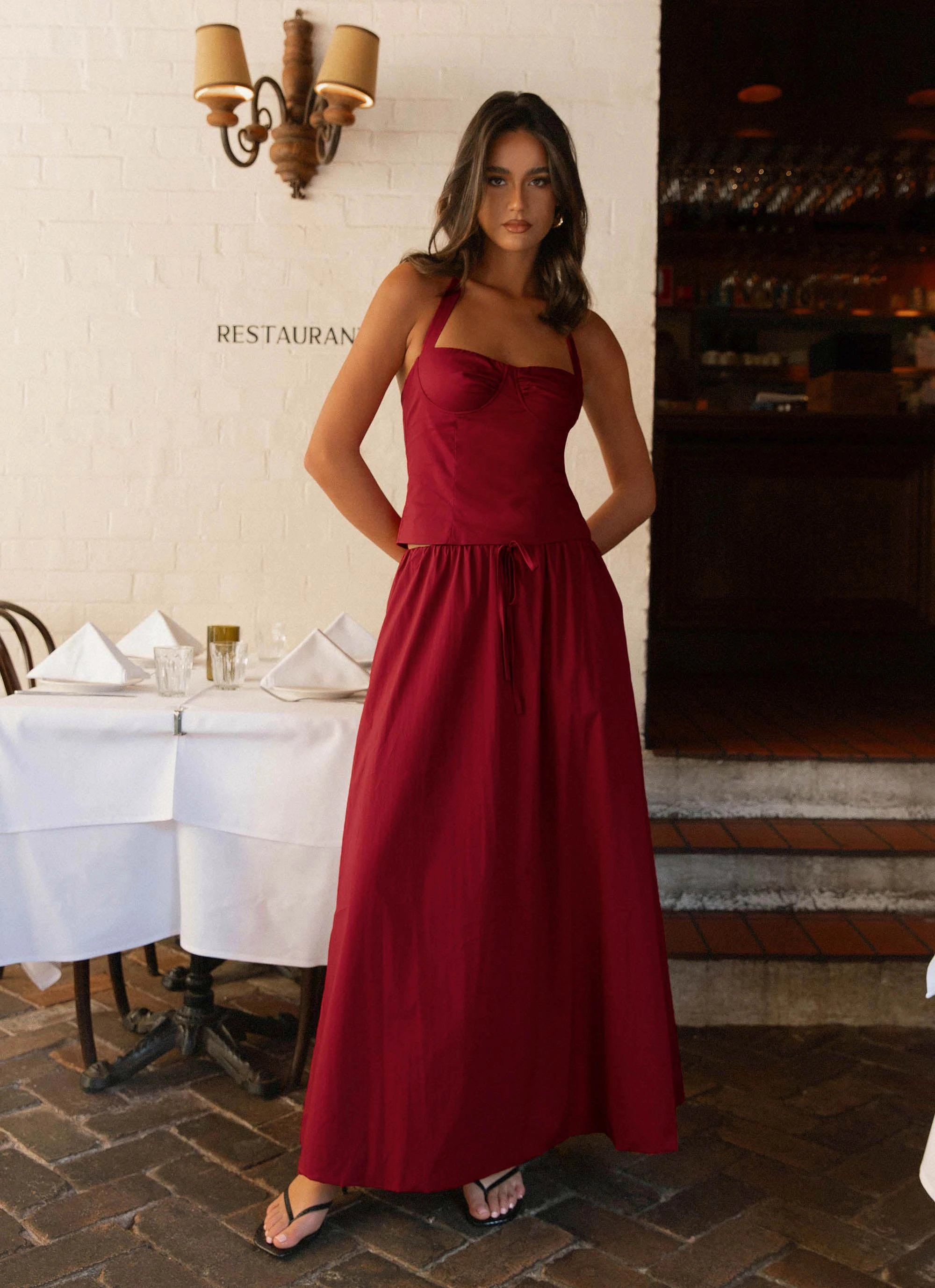 Soft and Stretchy FlexibleKneePanels Cheryl Maxi Skirt - Cherry Red