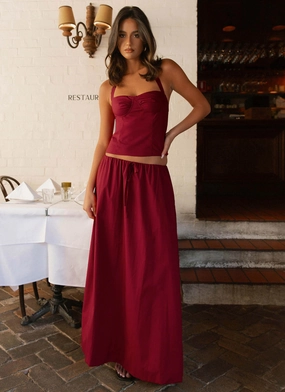 Cheryl Maxi Skirt - Cherry Red Comfortable Leg