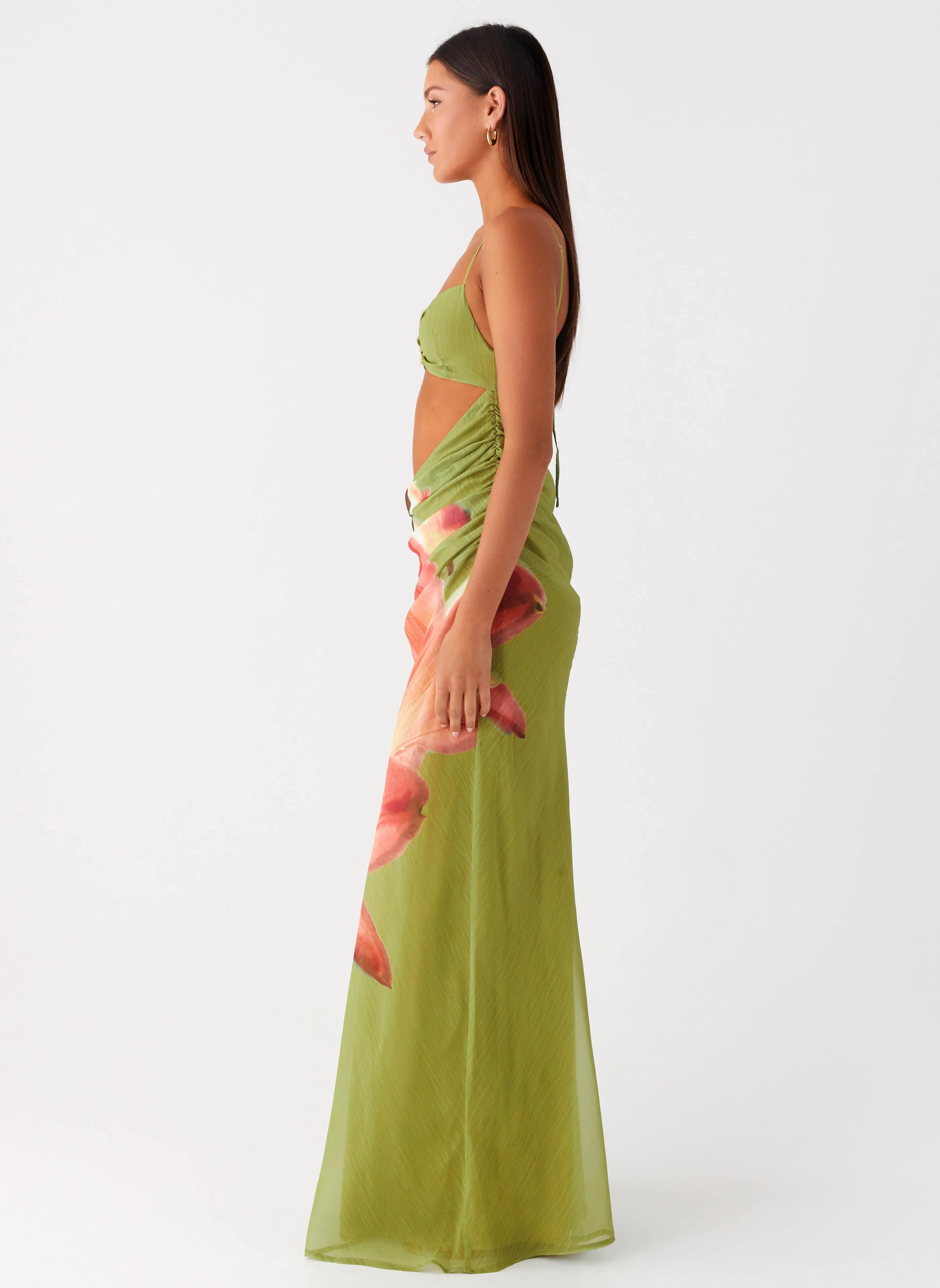 Tropic Rush Cut Out Maxi Dress - Jungle Floral FadeResistantColor