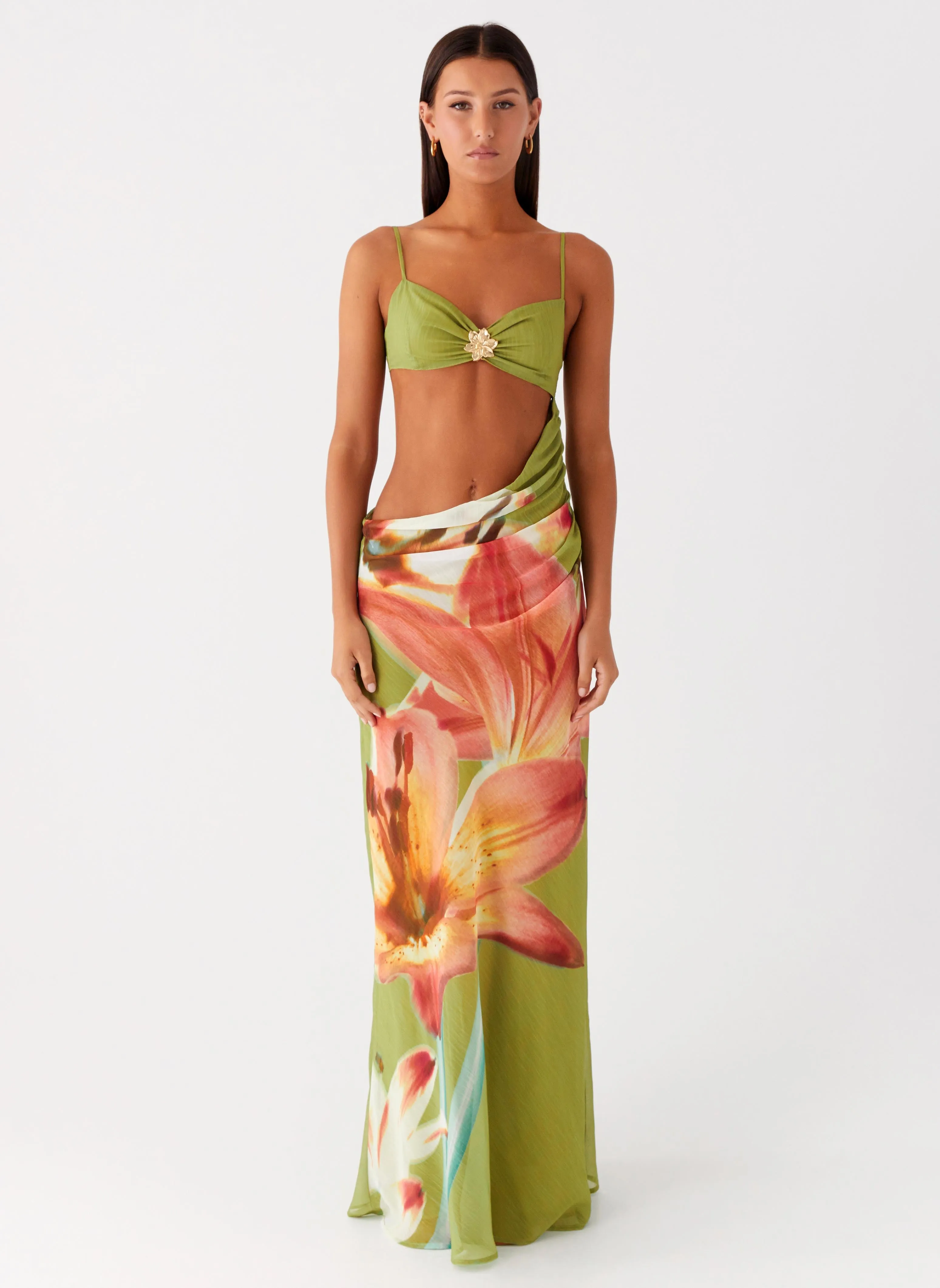 Event Glow Tropic Rush Cut Out Maxi Dress - Jungle Floral