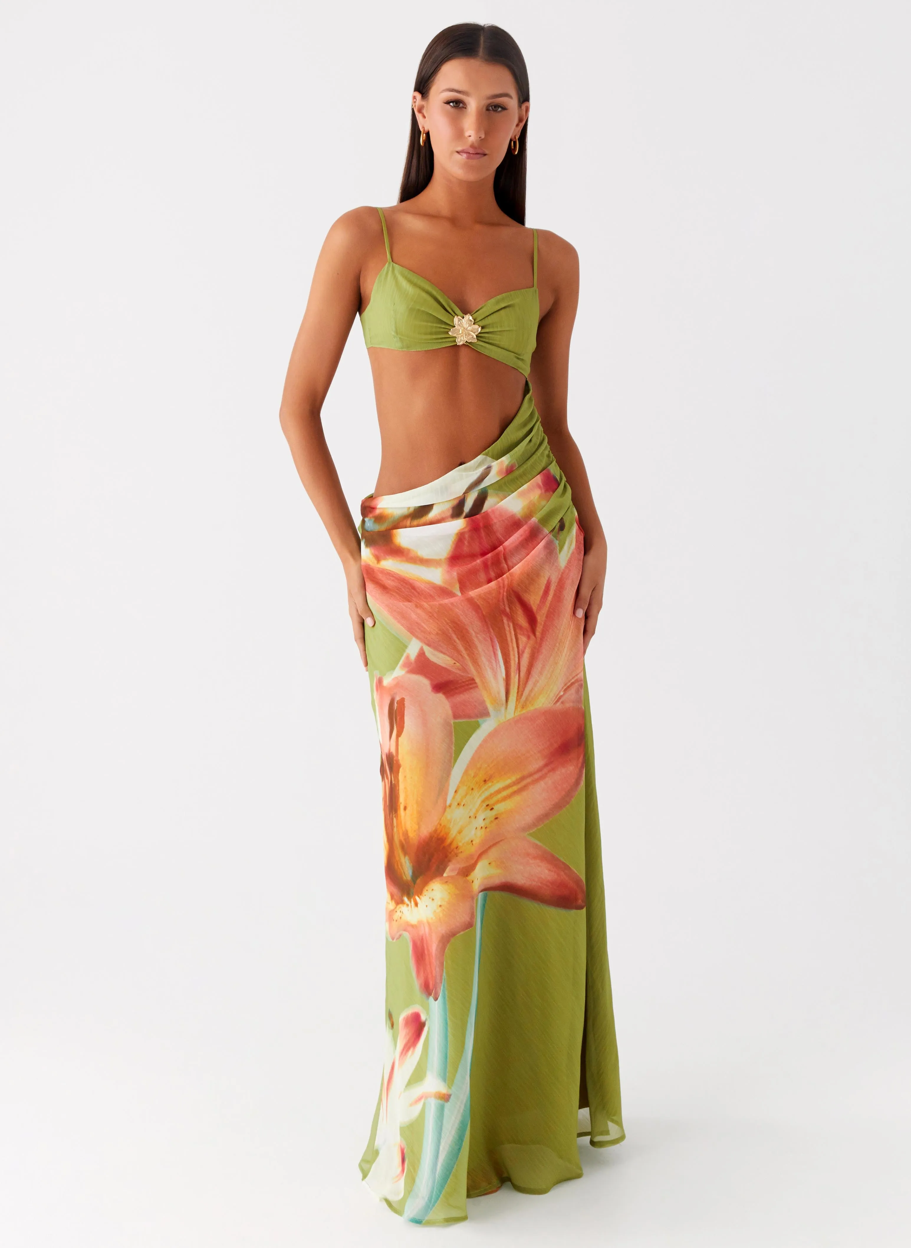 Tropic Rush Cut Out Maxi Dress - Jungle Floral Luxe Look