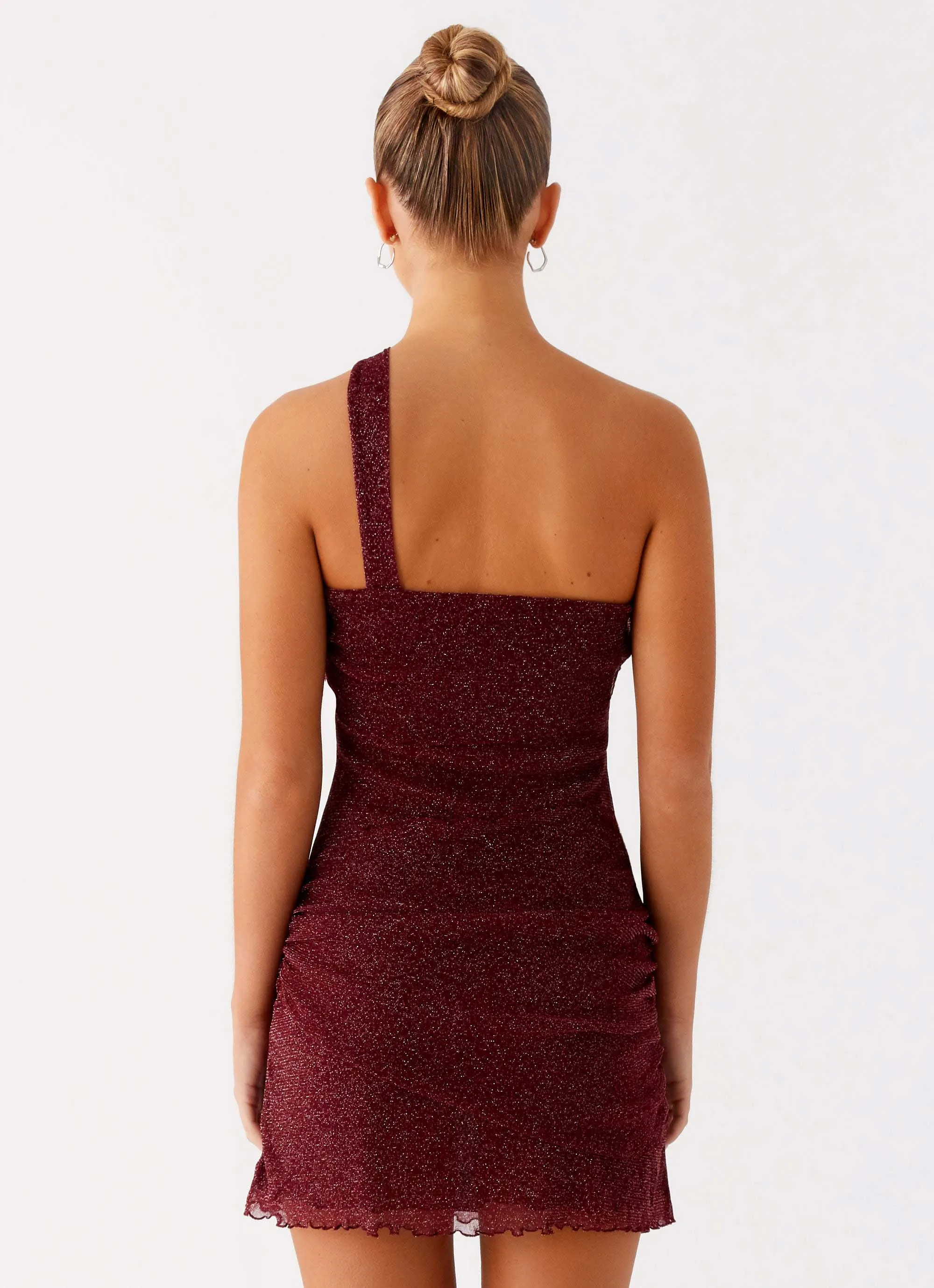 Evening Tone Polished Fit Misty Mesh Mini Dress - Maroon