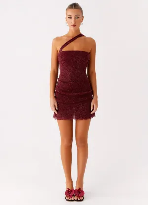 Bodycon Fit Misty Mesh Mini Dress - Maroon