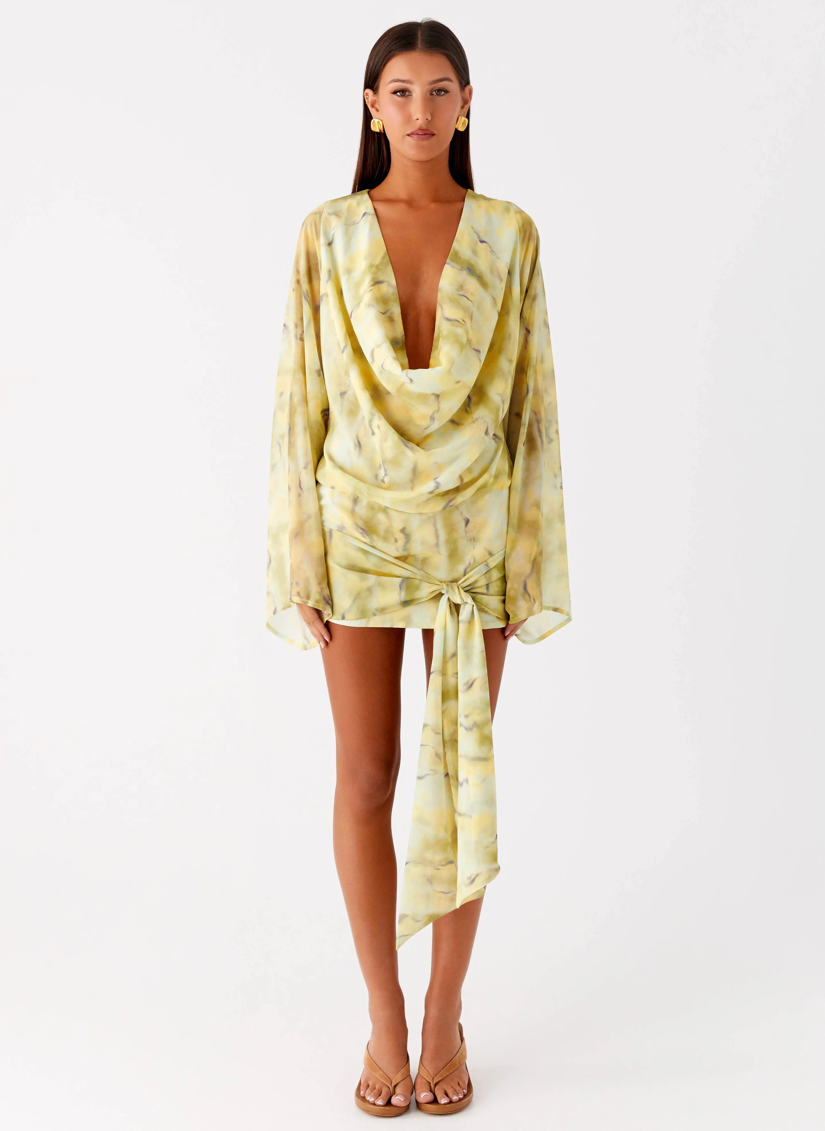 Sorrel Long Sleeve Mini Dress - Yellow Tie Dye Refined Cut All Wear