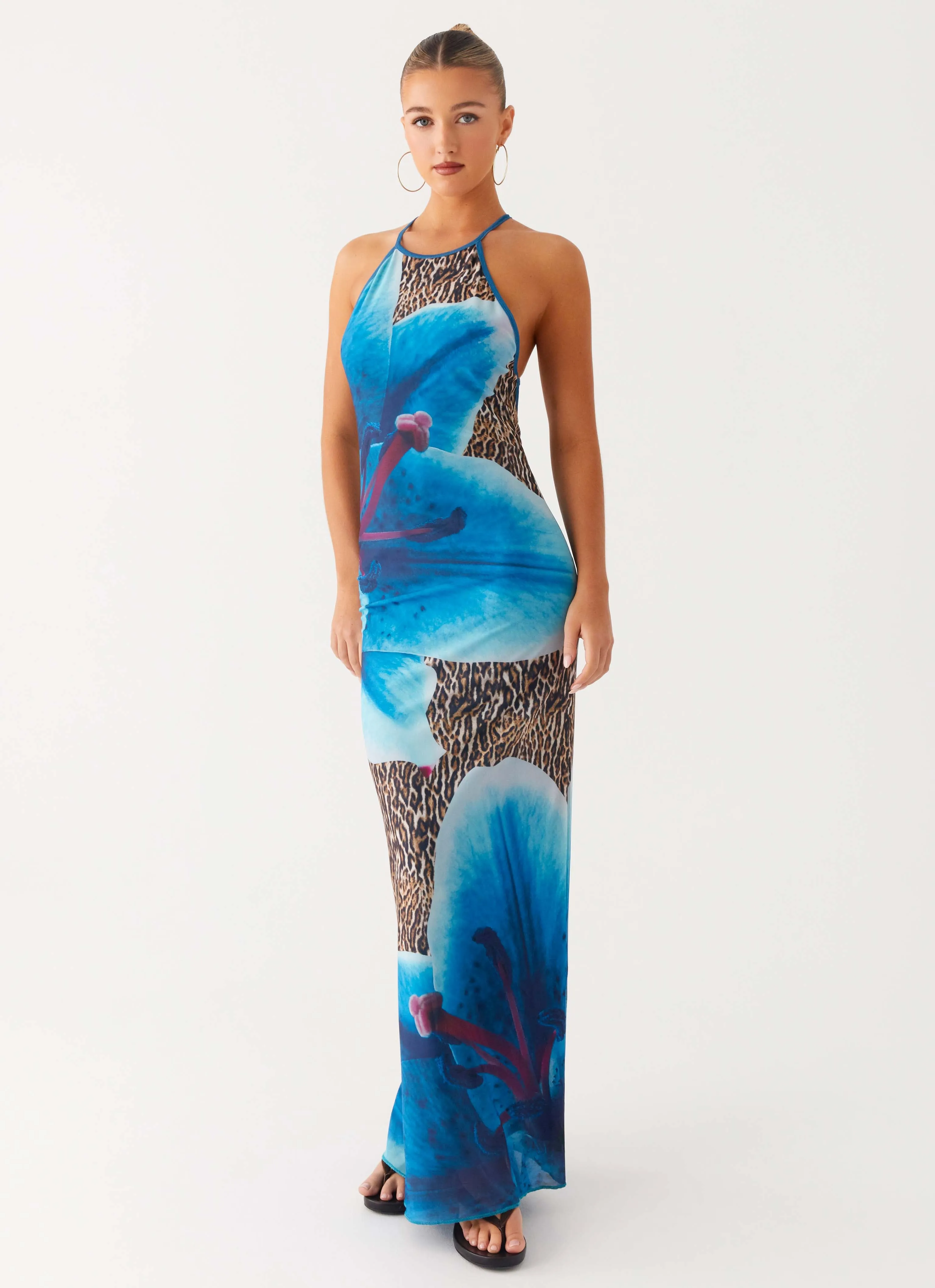 Sandy Siren Maxi Dress - Cheetah Floral Urban Drape Global Style