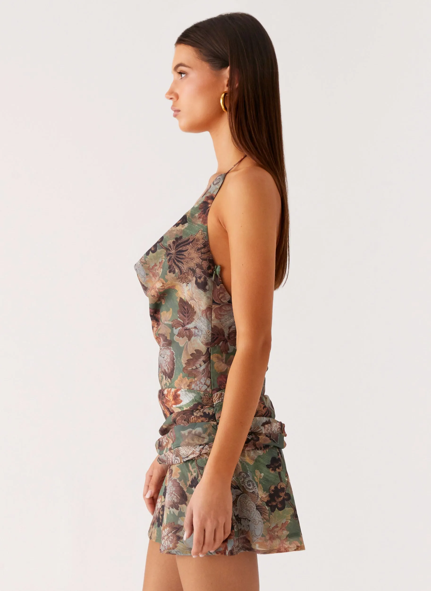 Easy Layering Piece Wineweather Cowl Mini Dress - Vintage Blossom