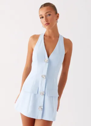 Gift-Worthy Clean Edge Jeanie Mini Dress - Blue