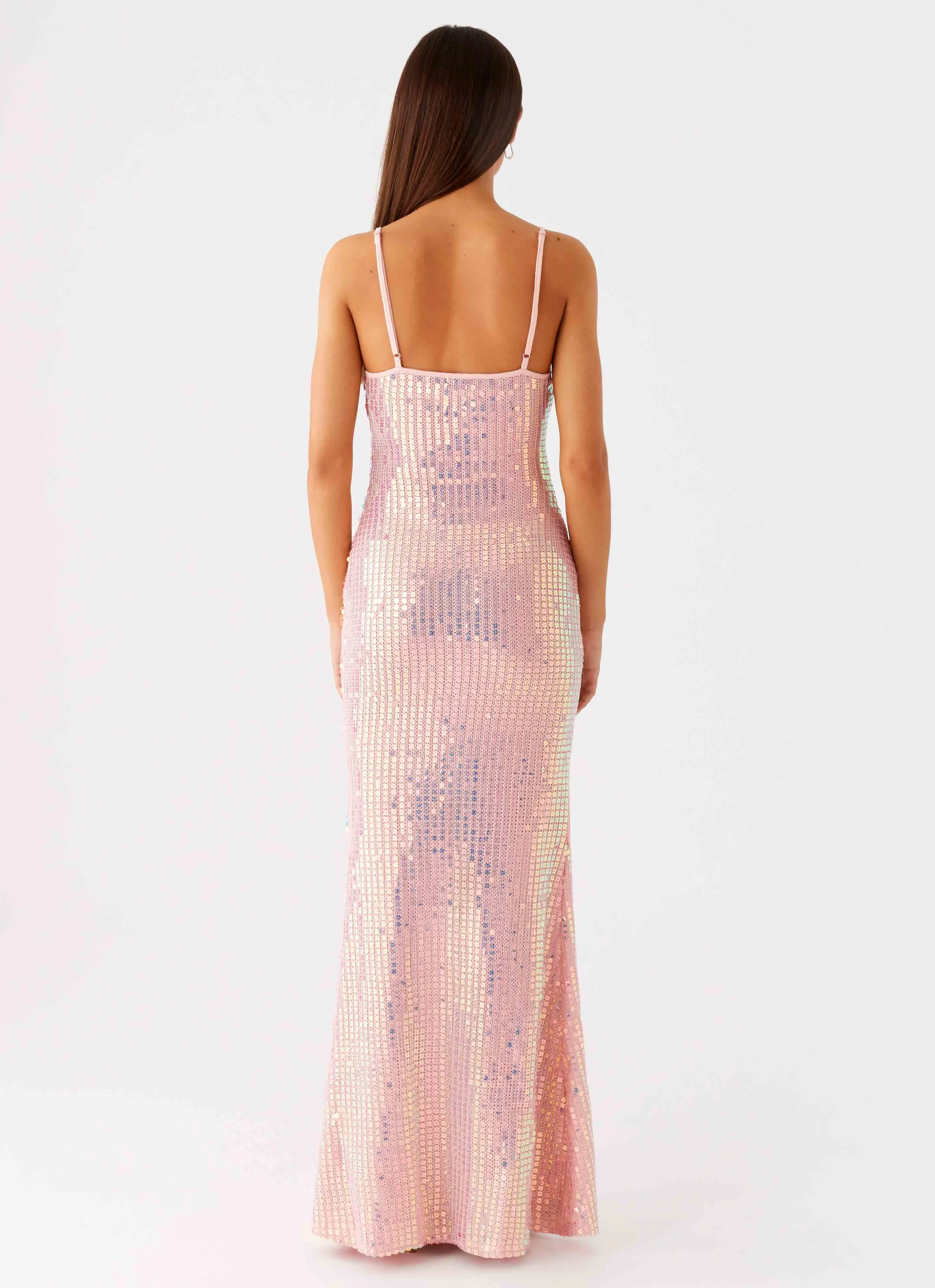 Style Option Everyday Layers Attitude Knit Sequin Maxi Dress - Iridescent Pink