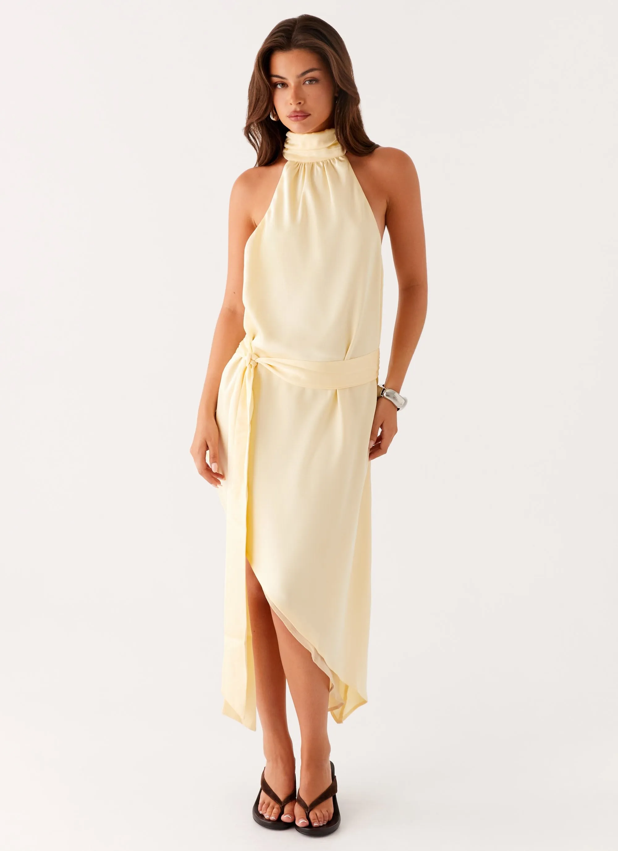 High Cut Atlantic Midi Dress - Yellow