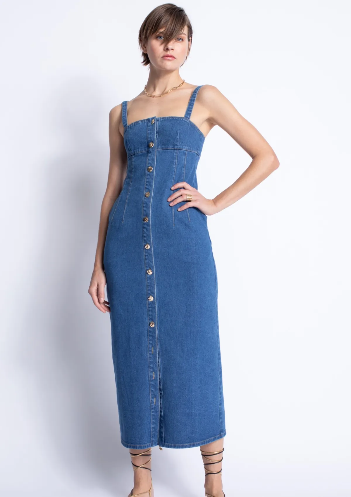 Rio Denim Midi Dress Cozy Mood Soft-touch