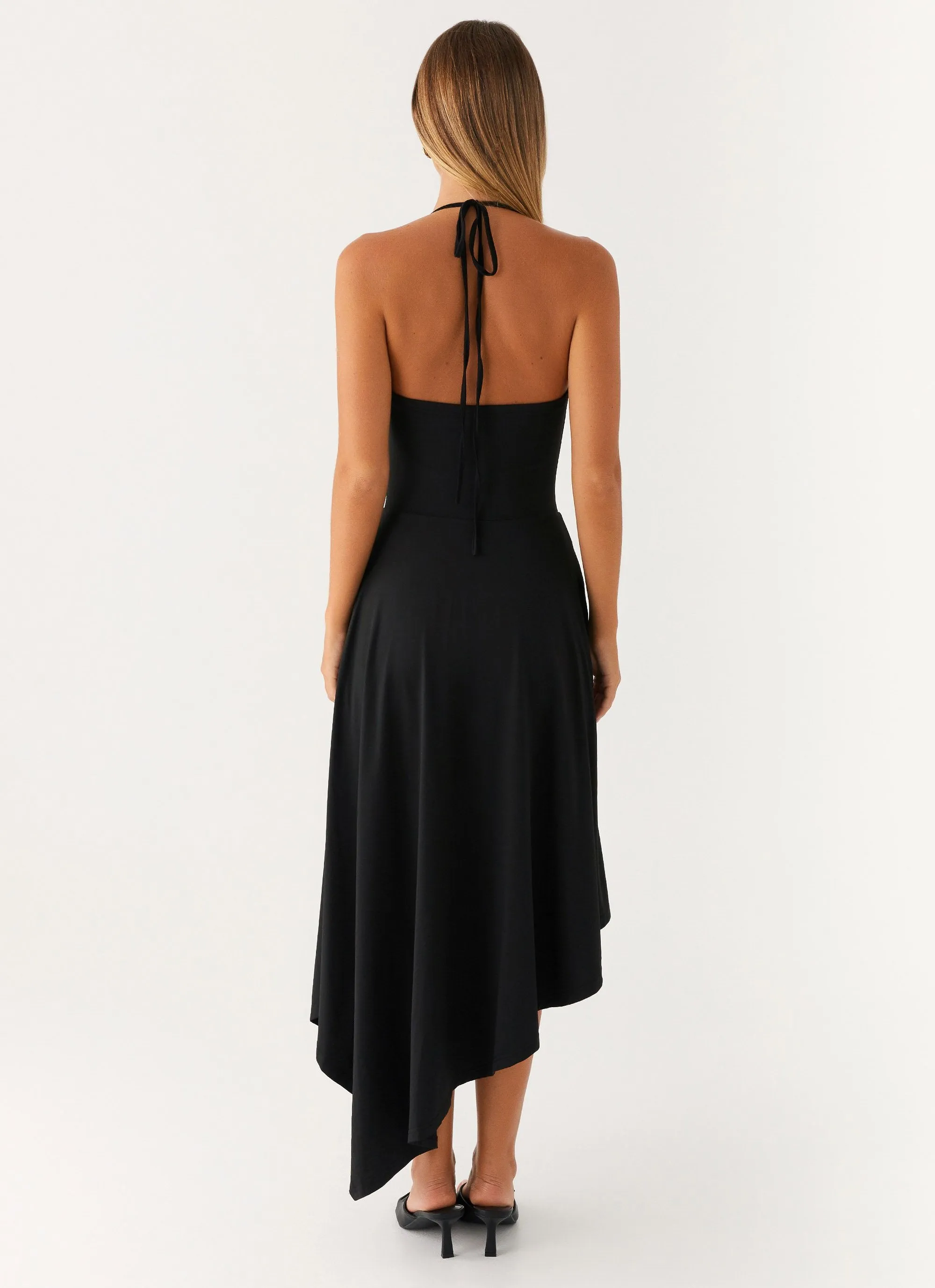 Easy Fit Vena Beaded Midi Dress - Black