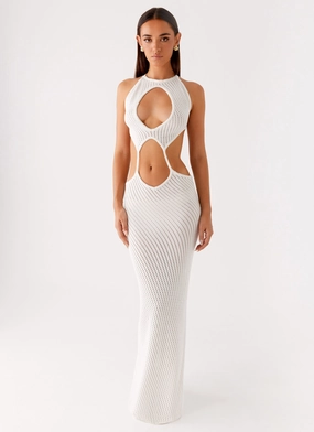 Caicos Crochet Maxi Dress - White Sharp Fit
