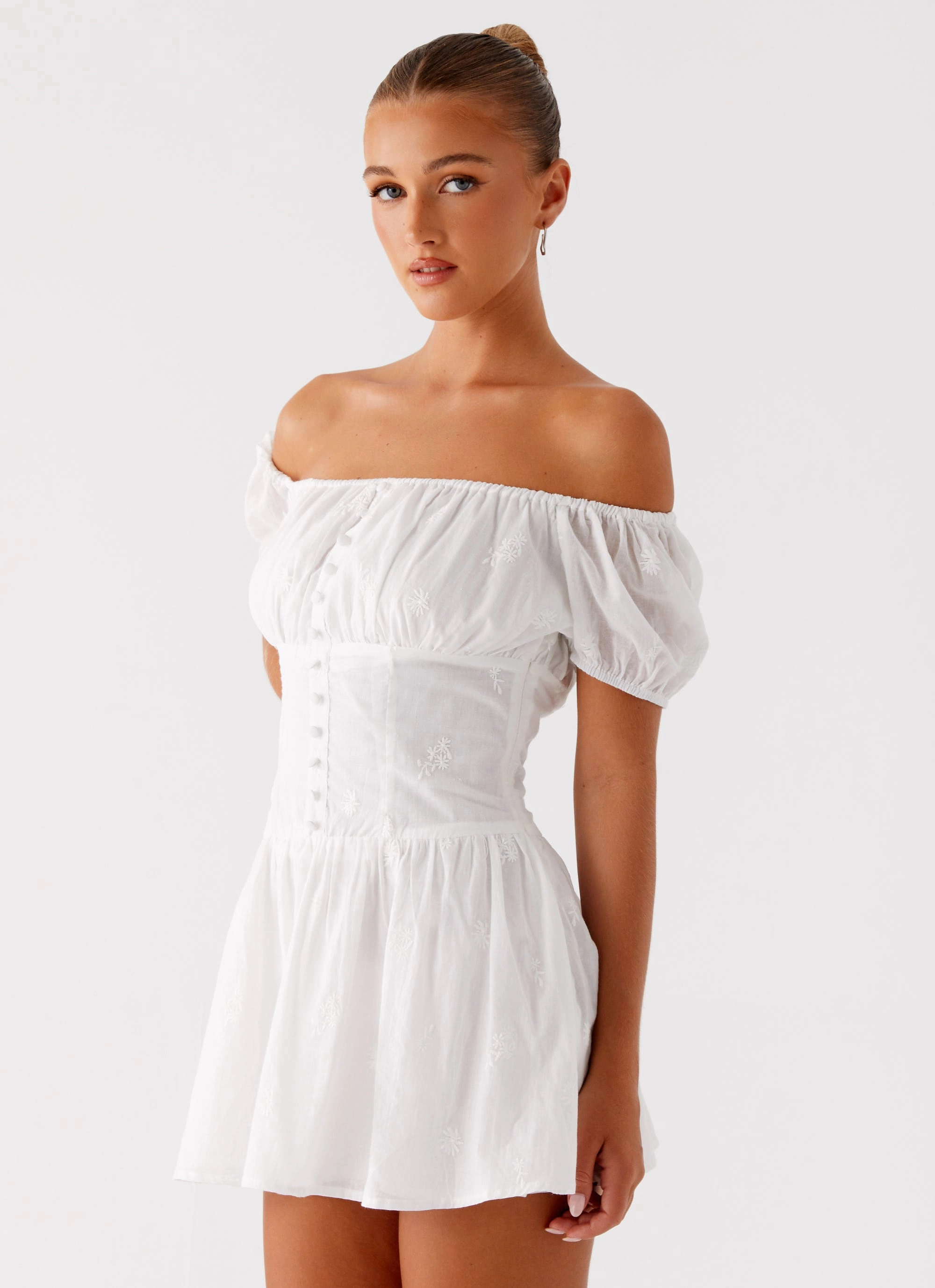 soft elegance Shine Soft Anthem Mini Dress - Ivory