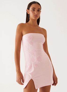 Chill Friendly Enora Beaded Mini Dress - Baby Pink