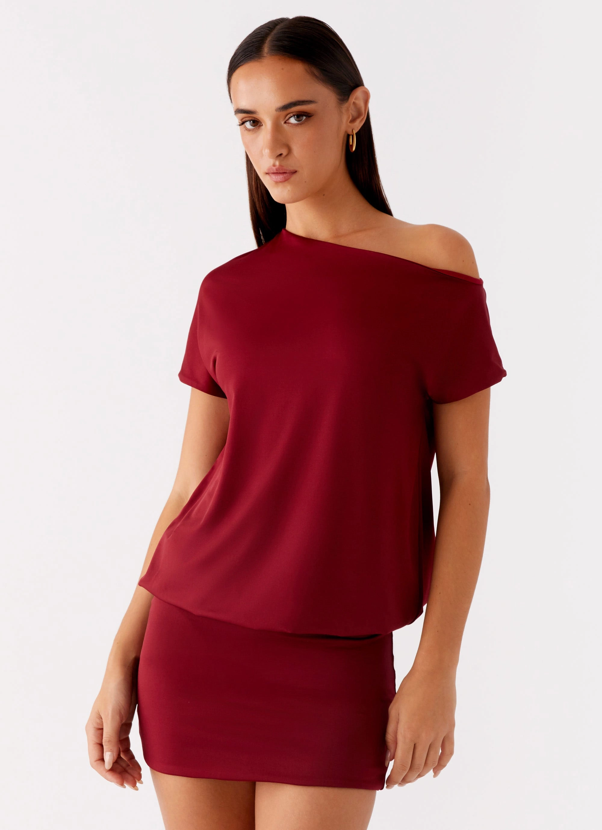 Comfy and Relaxed Paulie Mini Dress - Maroon
