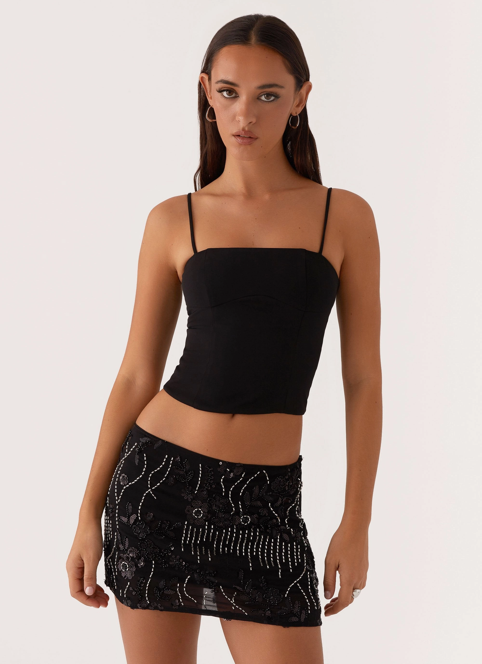 AdjustableWaistband Comfort Fit Wear Adored By You Mini Skirt - Black