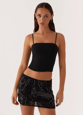 AdjustableWaistband Comfort Fit Wear Adored By You Mini Skirt - Black