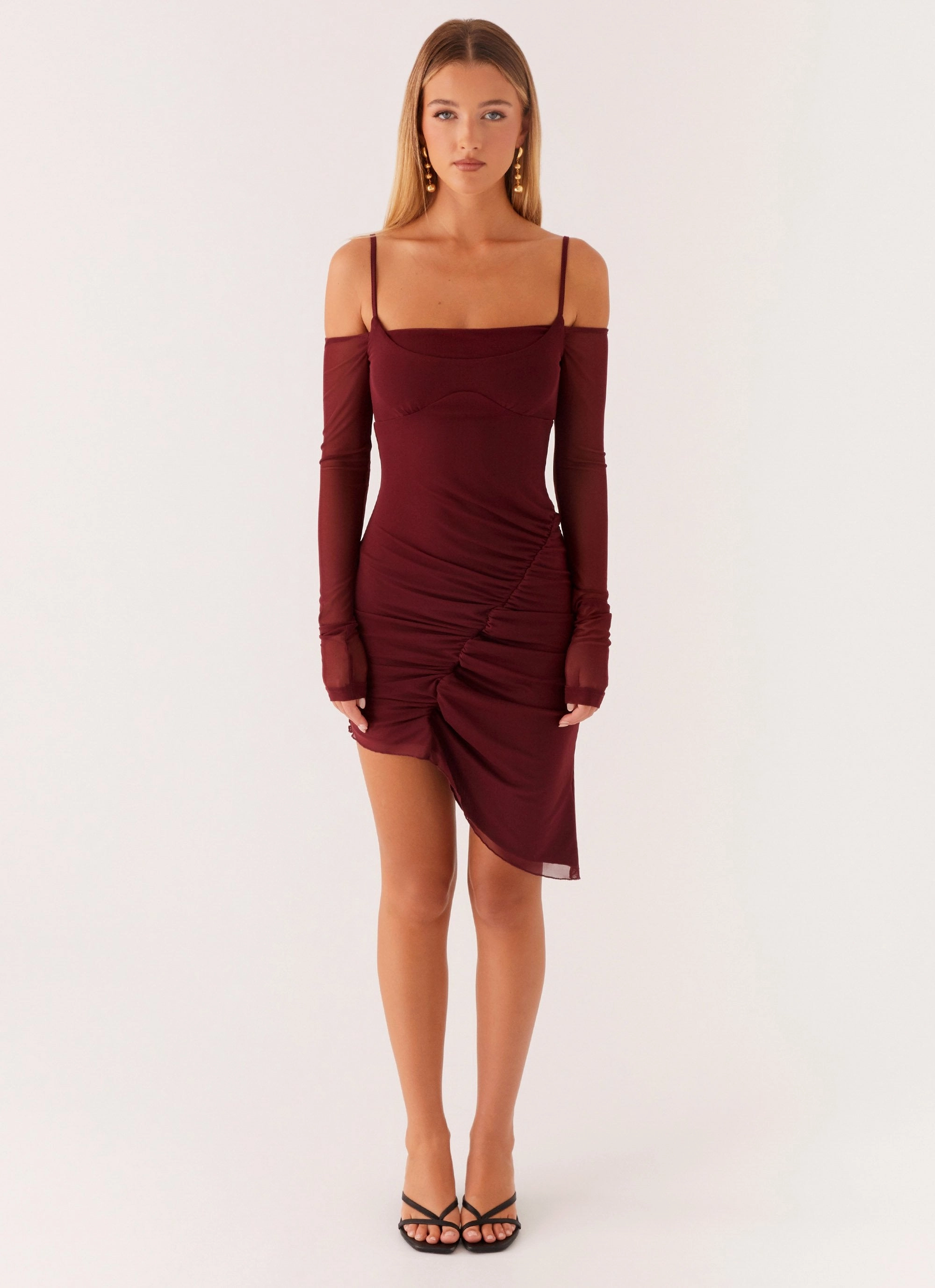 Sascha Mini Dress - Maroon Breathable Wearable Winter Wrap