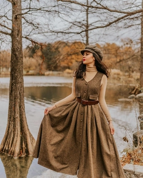 Dark Amber 11 | Academia wool dress Mesh Comfort